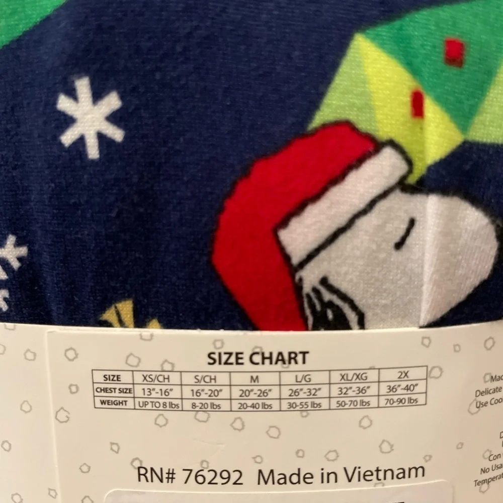 Peanuts Snoopy Festive Pet Pajamas - Red and Green size XL-NWT